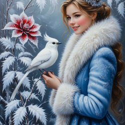 Пазл: Девушка с птицей