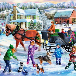 Пазл: Зимние развлечения 
