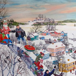 Пазл: Катание на ледяной горке 