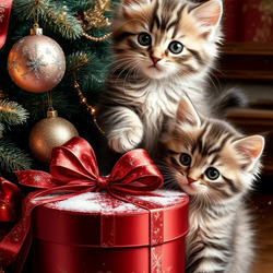 Пазл: Новогодние котята