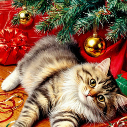 Пазл: Новогодний котик