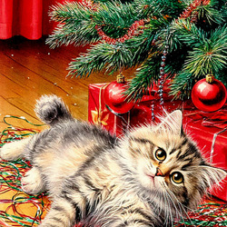 Пазл: Новогодний котик