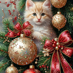 Пазл: Новогодний котик