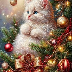 Пазл: Новогодний котик