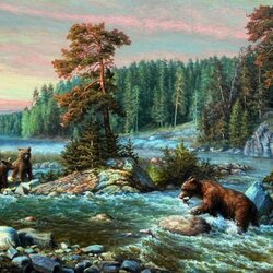 Пазл: Медведи на рыбалке