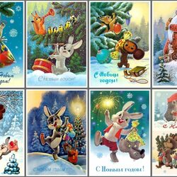 Пазл: Новогодние открытки
