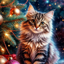 Пазл: Новогодний котик