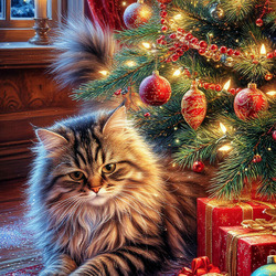 Пазл: Новогодний котик