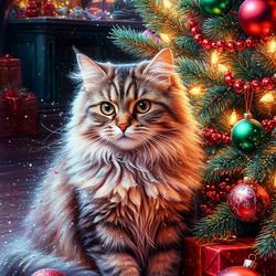 Пазл: Новогодний котик