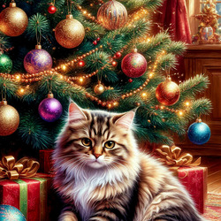 Пазл: Новогодний котик
