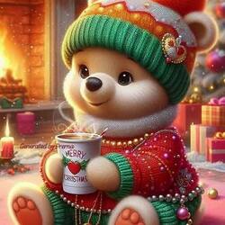 Пазл: Новогодний мишка