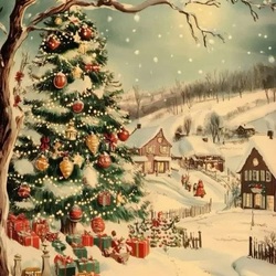 Пазл: Новый год в деревне