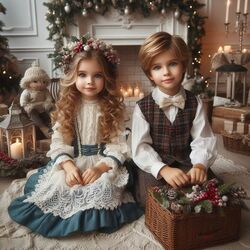 Пазл: Коробка с новогодним декором