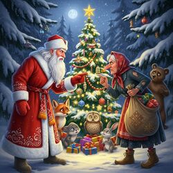 Пазл: Баба Яга и Дед Мороз