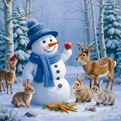 Пазл: Веселый снеговик