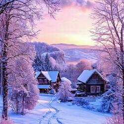 Пазл: Розовая зима