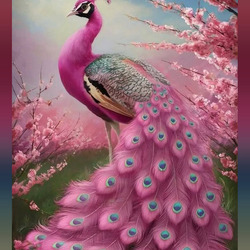 Пазл: Розовый павлин