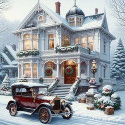 Пазл: Зимний дом в старинном стиле