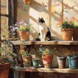 Пазл: Кошка у окошка 