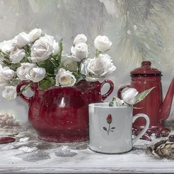 Пазл: Январские розы в снега и морозы