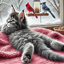 Пазл: Кошка и птички