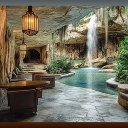 Пазл: Водопад у пещеры