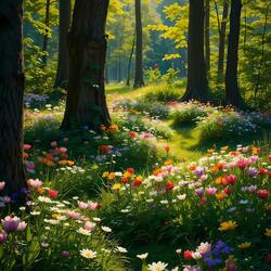 Пазл: Цветочная поляна 