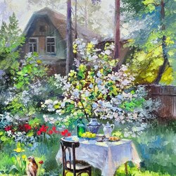 Пазл: Чаепитие в сосновом бору