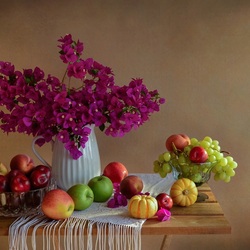 Пазл: Цветы и фрукты ---