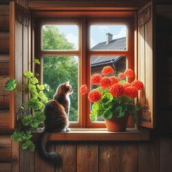 Пазл: Кошка на окошке