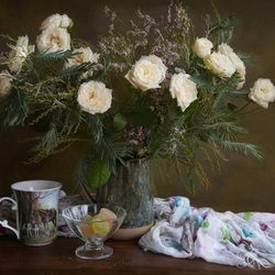 Пазл: Натюрморт с розами 