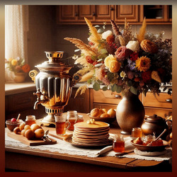 Пазл: Блины и чай