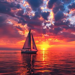Пазл: Яхта на закате