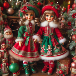 Пазл: Новогодние куклы