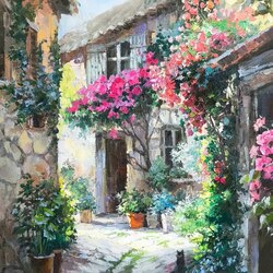Пазл: Цветущая улочка