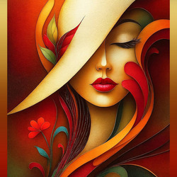 Пазл: Дама в  белой шляпе