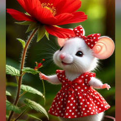 Пазл: Мышонок и цветок