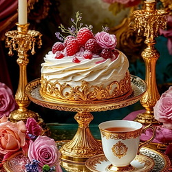 Пазл: Чай с тортом