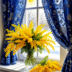 Пазл: Букет мимозы