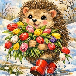 Пазл: А я несу тебе цветы!