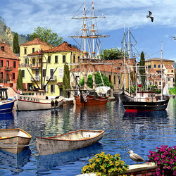 Пазл: Una città sulla riva del fiume