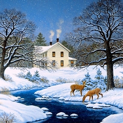 Пазл: Олени у дома