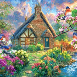 Пазл: Птички в саду