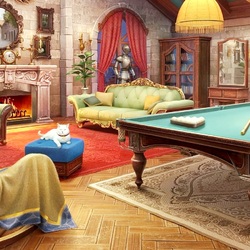 Пазл: Интерьер бильярдной