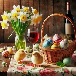 Пазл: Пасхальные цыплята
