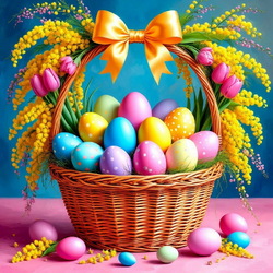 Пазл: Корзинка с пасхальными яйцами