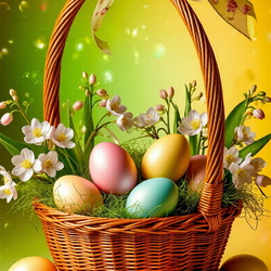Пазл: Корзинка с пасхальными яйцами
