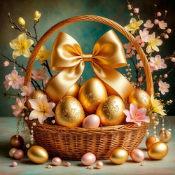 Пазл: Корзинка с пасхальными яйцами