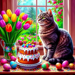 Пазл: Пасхальный котик 