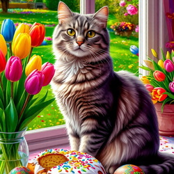 Пазл: Пасхальный котик